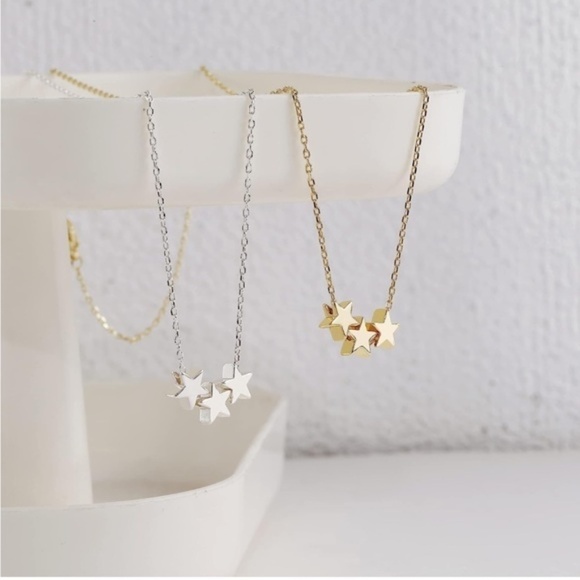 SILVER 14k Silver Gold Plated The Star Pendant Chain Necklace - Picture 2 of 4